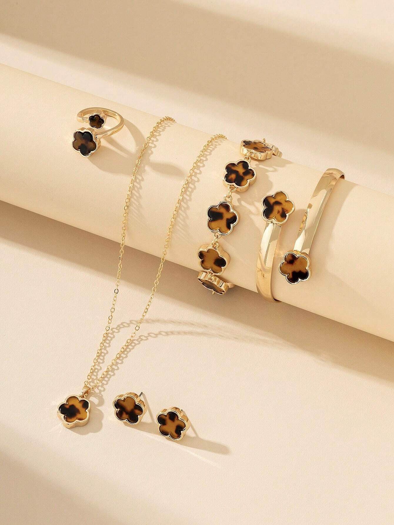 Leopard Print Clover Jewelry Set