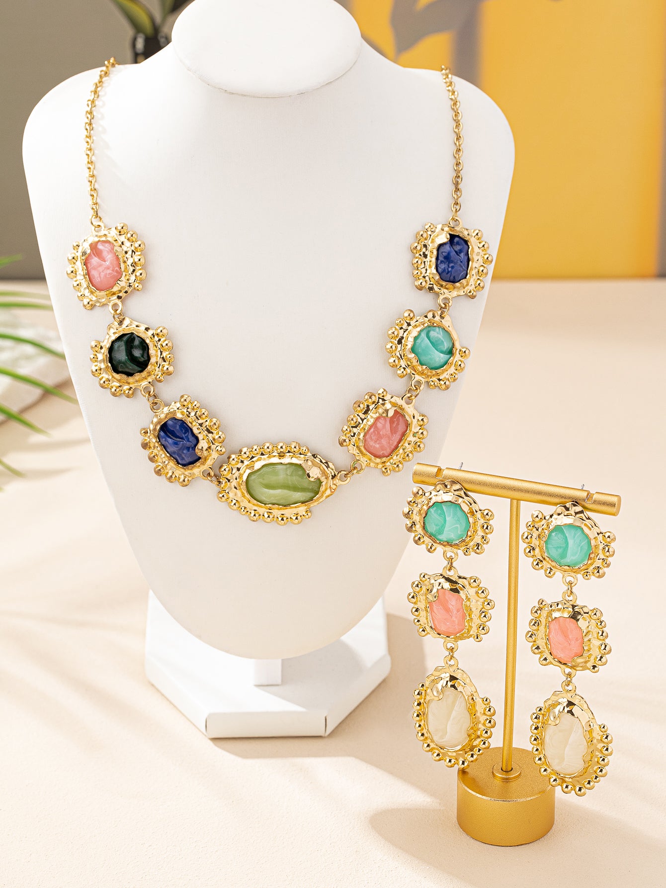 Colorful Gemstone Statement Jewelry Set
