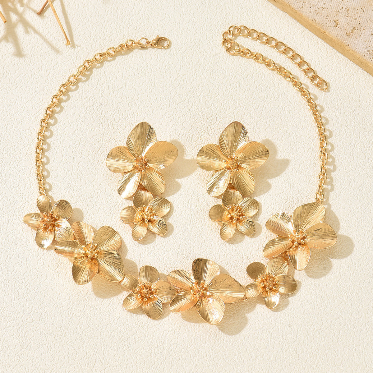 Gold Floral Statement Jewelry Set