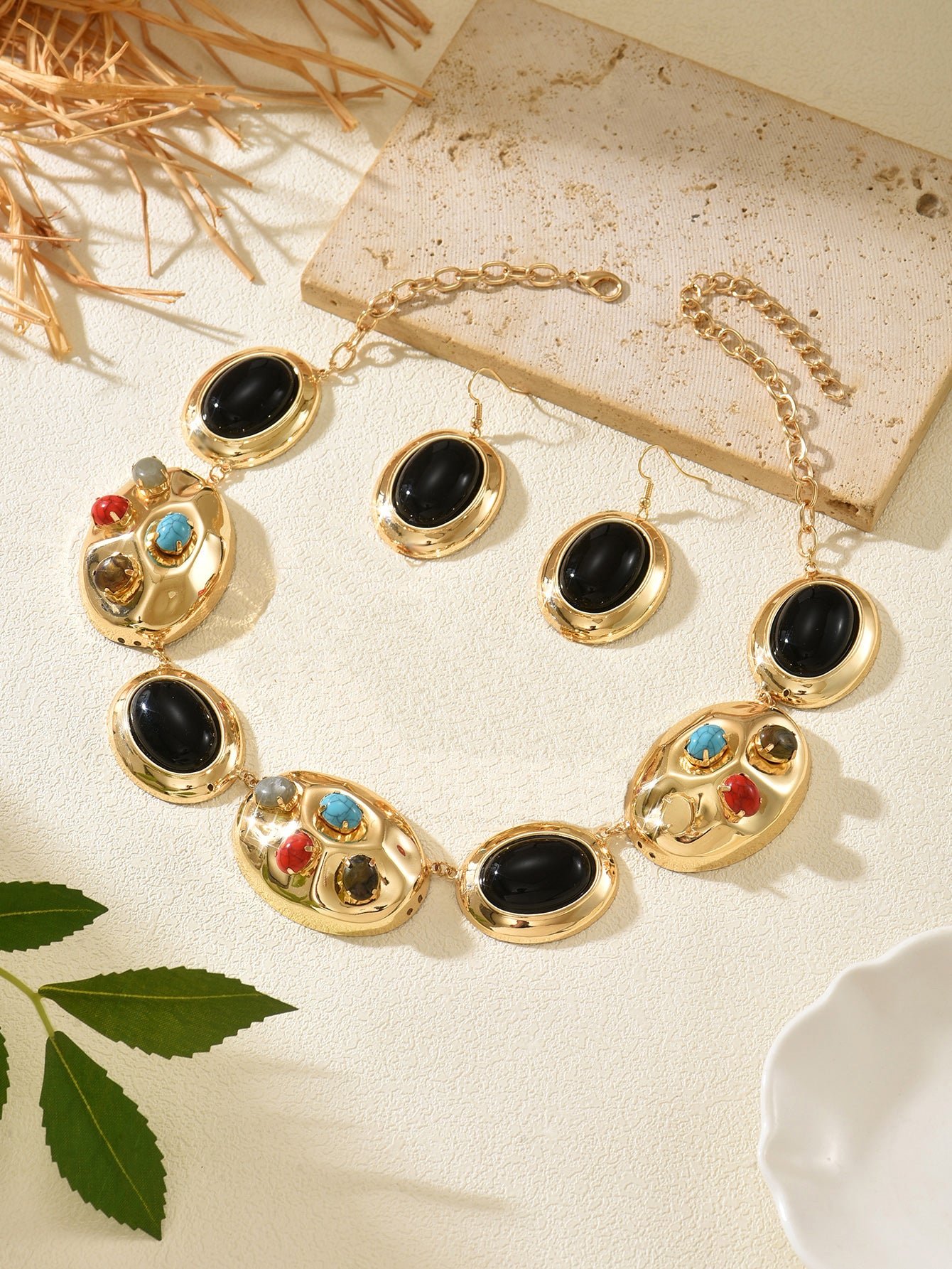 Black Onyx Multi-Gem Statement Jewelry Set